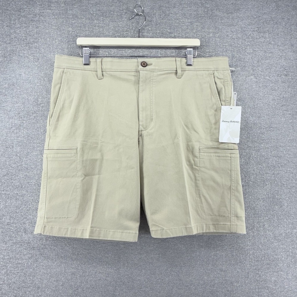 Tommy Bahama Boracay Island Cargo Shorts Men Size 38x9 Khaki Stretch NEW $118